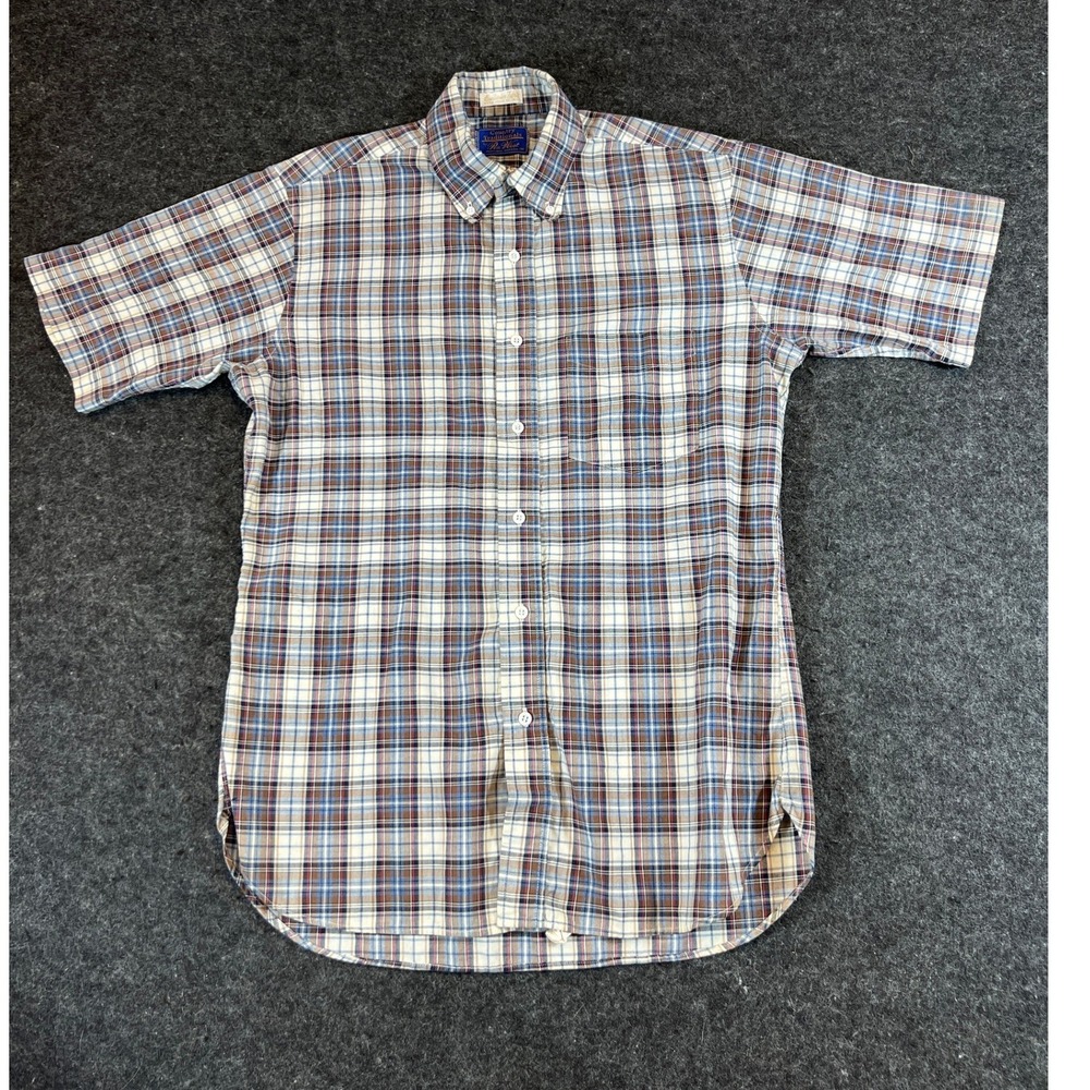 VTG 70s Pen West Plaid Flannel Shirt Mens M Pendleton Insane Fade Side Gussets